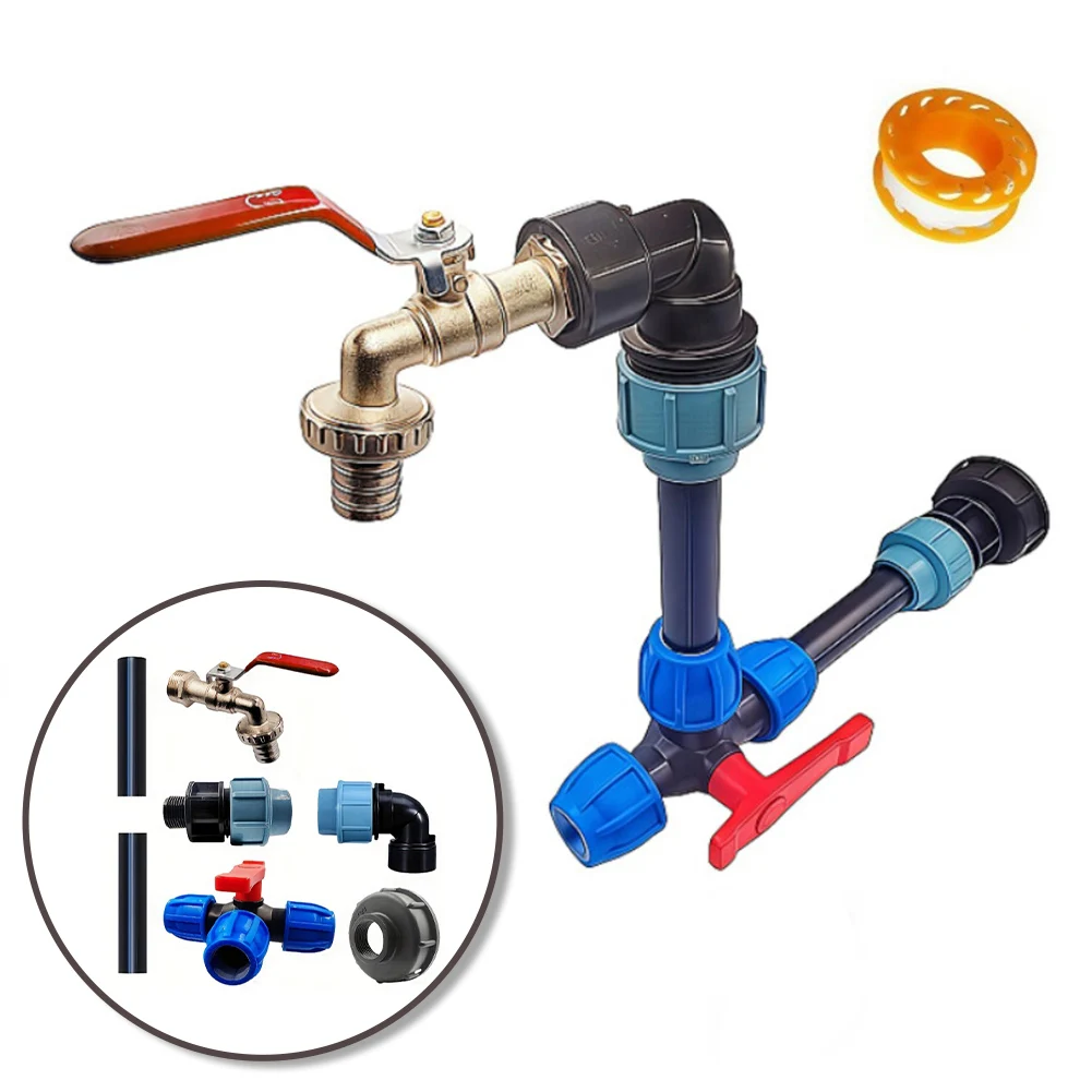 Double Outlet Brass Gooseneck Tap for IBC Tanks Designed for Outdoor Rainwater Storage and For Easy Faucet Connection