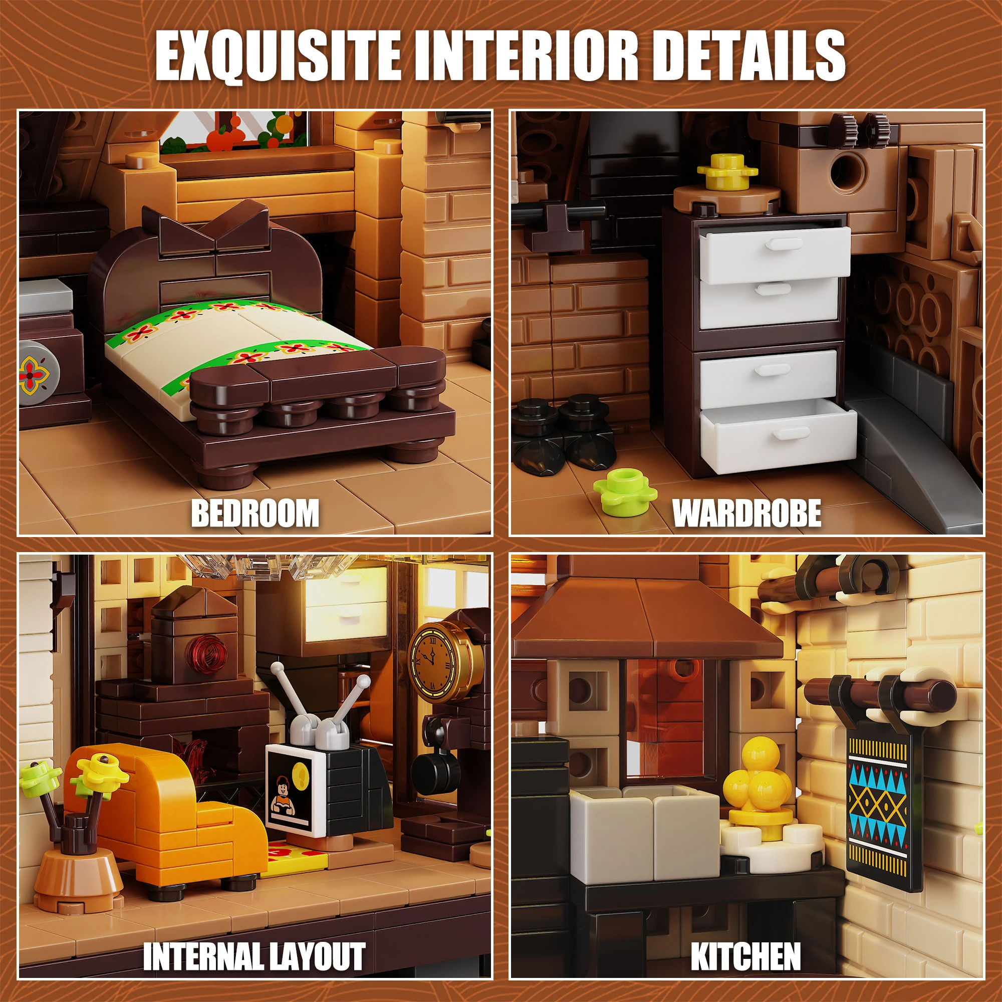 1969 قطعة منزل خشبي الغابات ألعاب مكعبات البناء نموذج سجل المقصورة تجميع لغز الطوب مجموعات الالعاب للطفل سطح المكتب حلية الهدايا