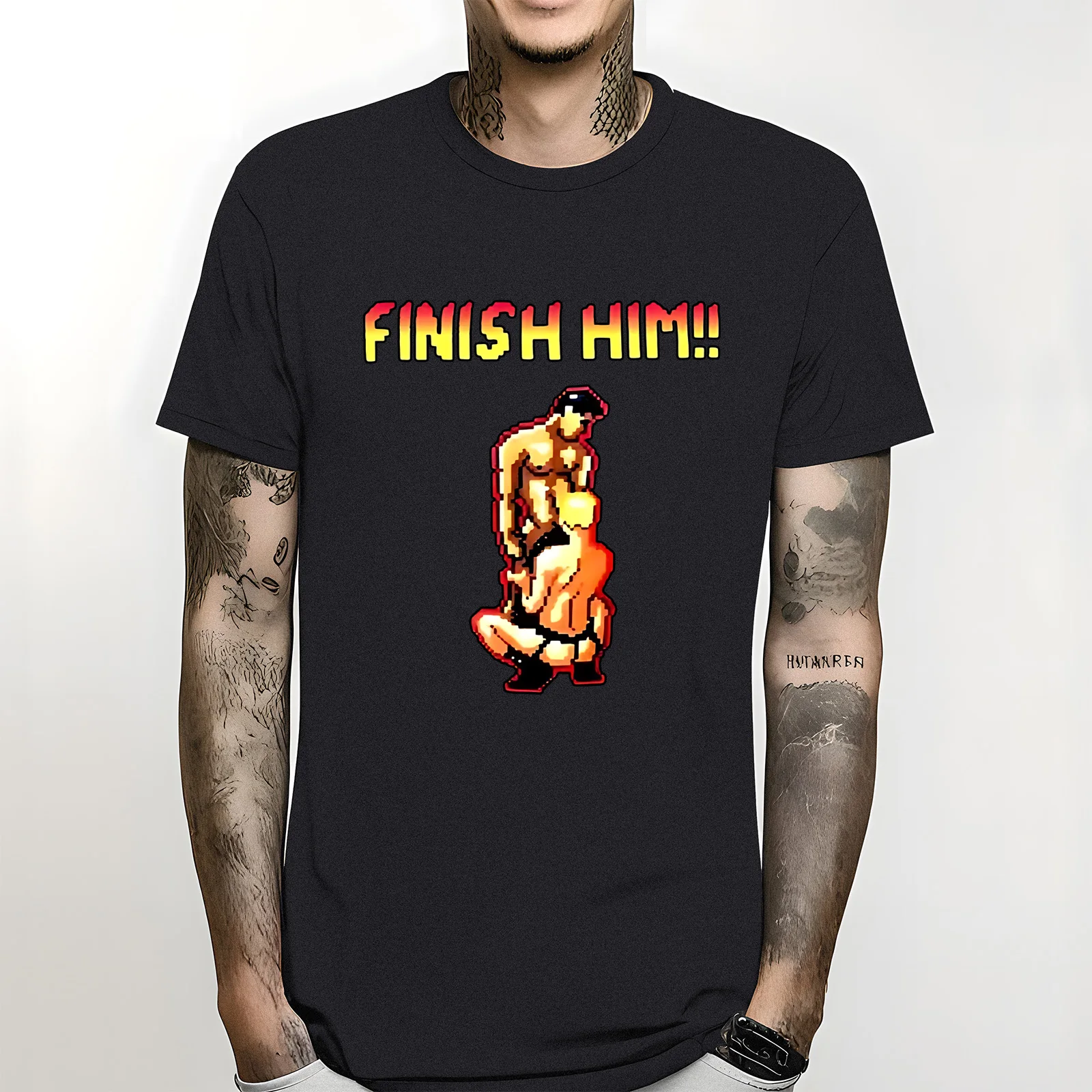 Gaymer Finish Him Shirt .manga vintage anime clothes.oversized t shirt men clothing ew in tops & tees shirt homme heavyweight