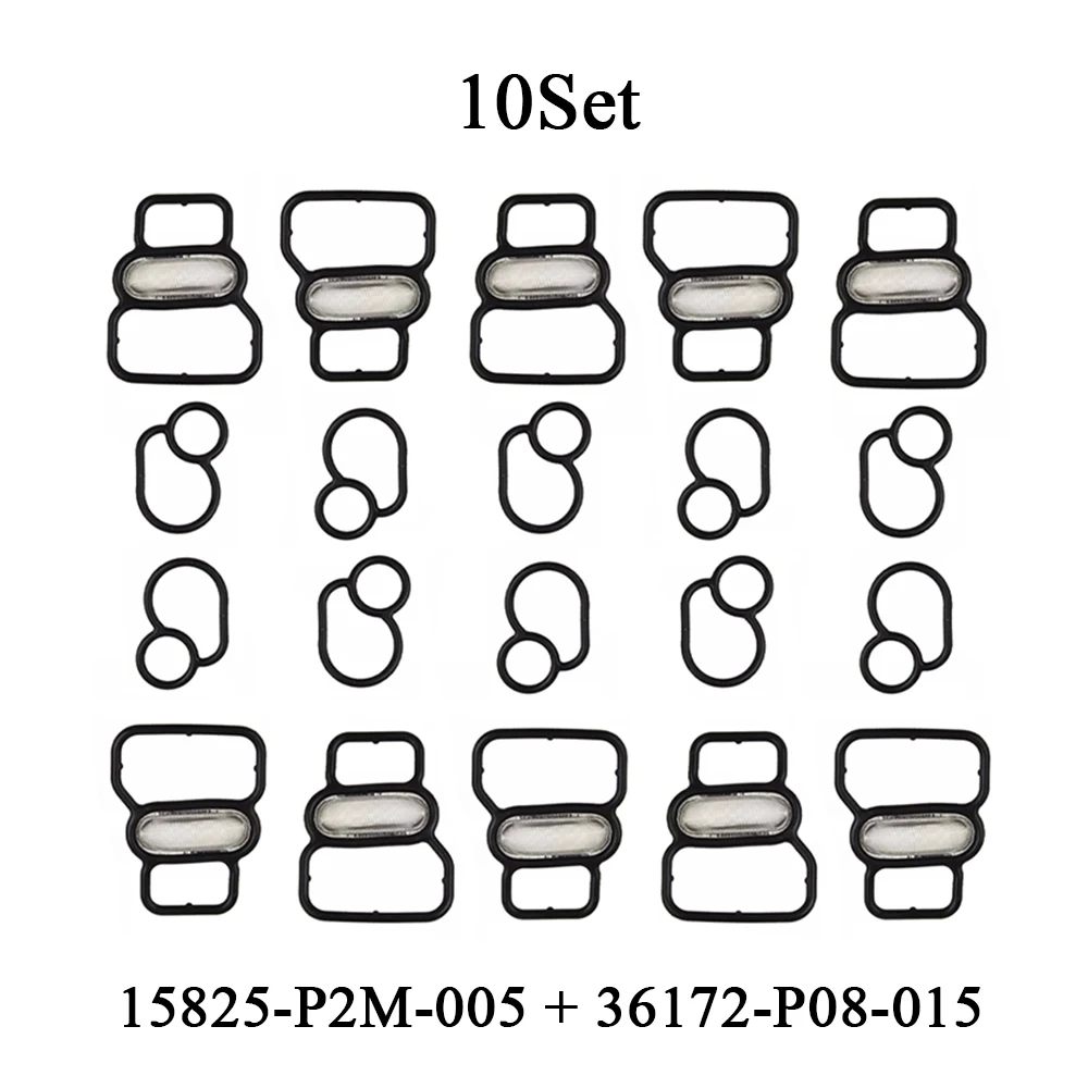 10Set 15825-P2M-005 36172-P08-015 Replaces VTEC Solenoid Gasket Kit For Honda Civic 1996 1997 1998 1999 2000 2001 2002 2003-2005