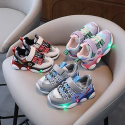 Children's Led Shoes Boys Glowing Sneakers Girls Breathable Mesh Casual Shoes Kids Soft Sole Luminous Running Shoes Zapatillas