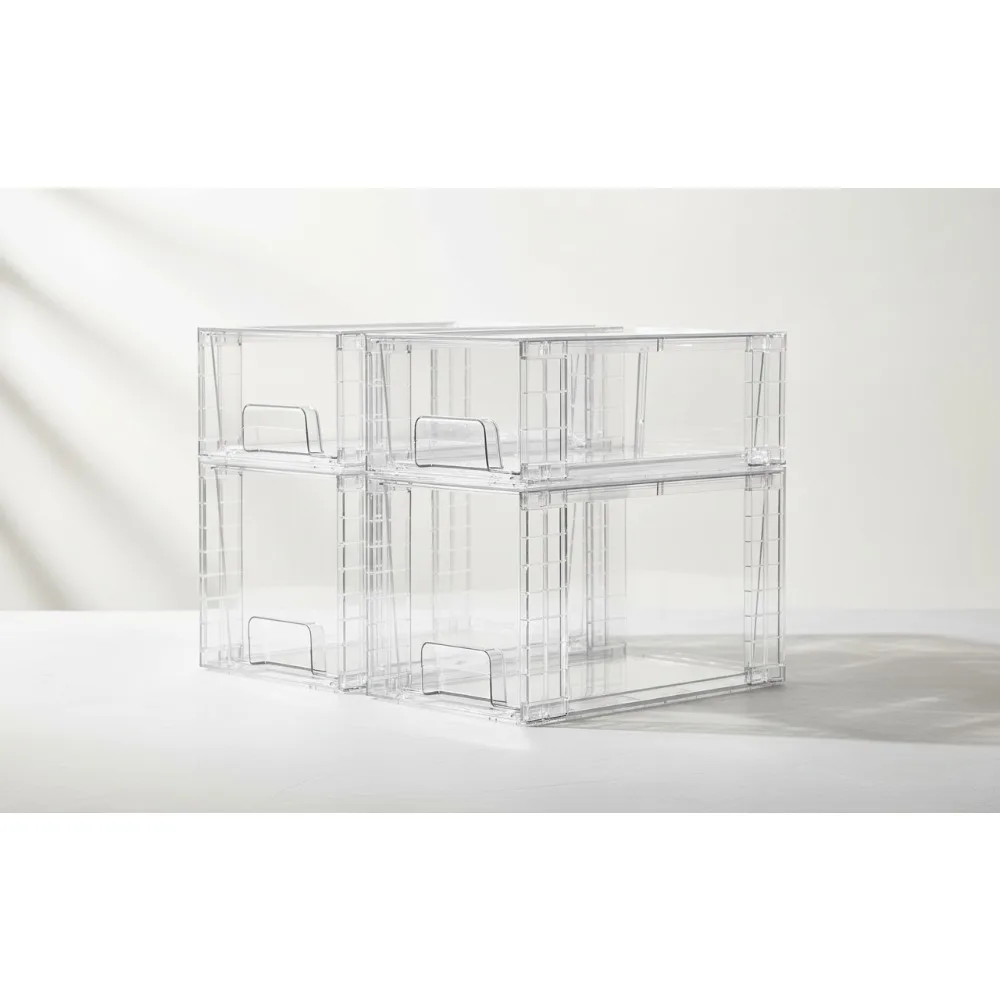 

Clear Stackable Storage Drawers, Easy Assemble Organizers for Kitchen Bathroom Under Sink