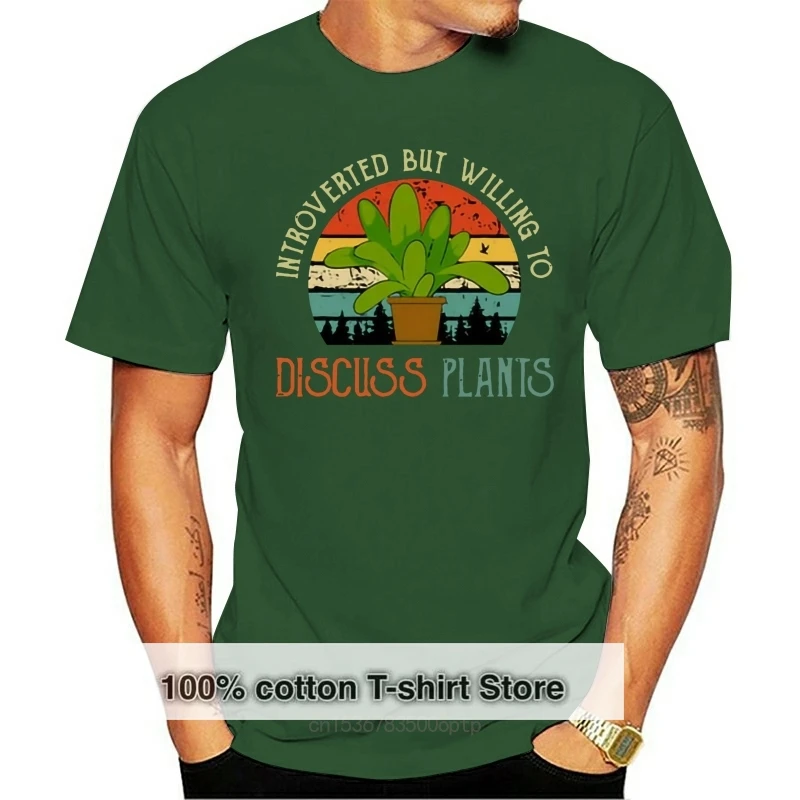 Introverted But Willing To Discuss Plants Flower Vintage Retro Men'S T-Shirt Tee Popular Tee Shirt