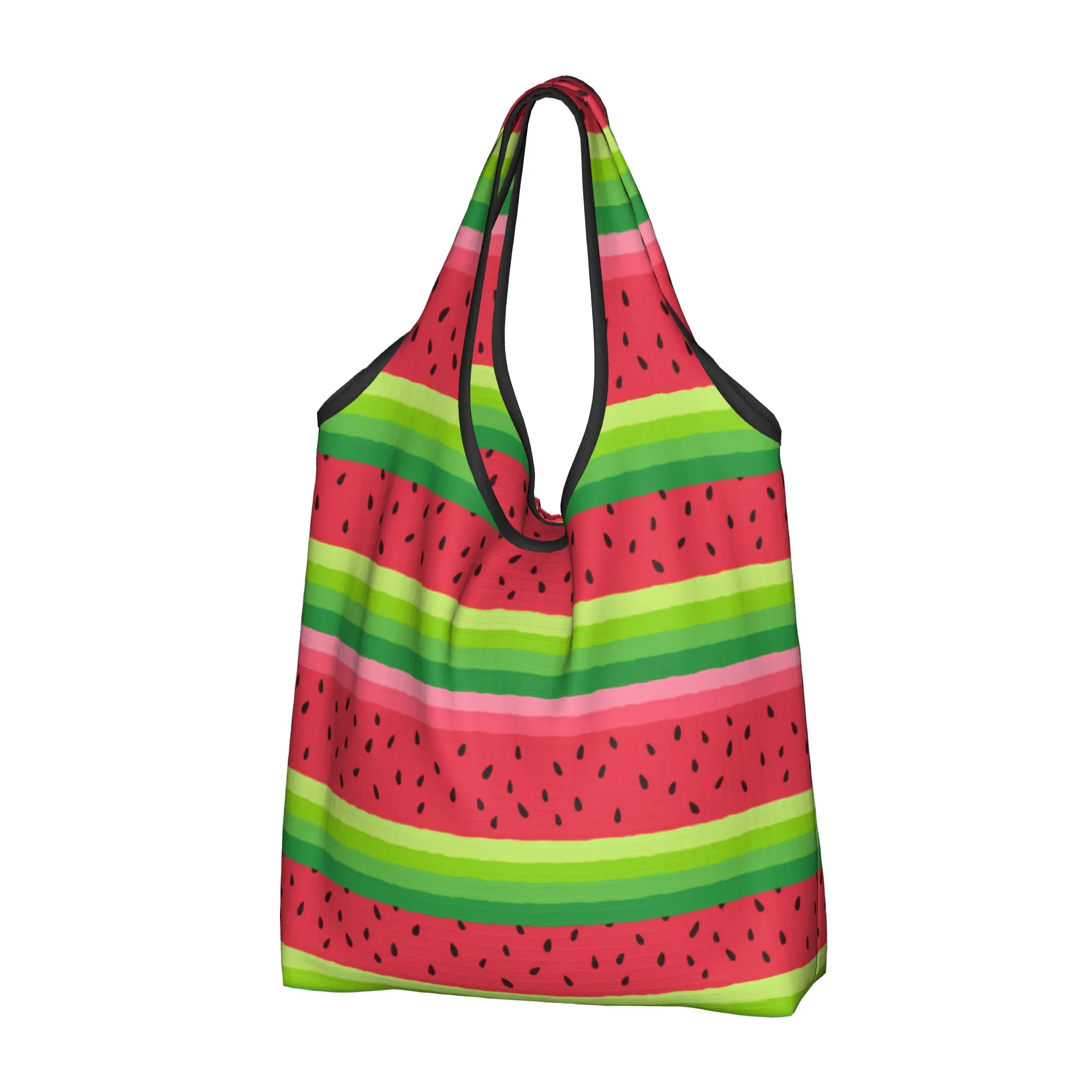 Watermelon Abstract Line Art Grocery Shopping Tote Bags Women Kawaii Tropical Fruit  Shoulder Shopper Bags Big Capacity Handbags