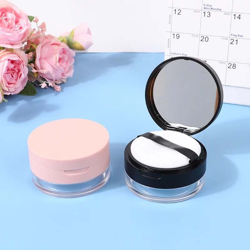 20 جرام مستحضرات التجميل نفخة شبكة مطاطية علبة بودرة سائبة مع مرآة المحمولة إعداد مسحوق موزع علبة فارغة ماكياج الملحقات