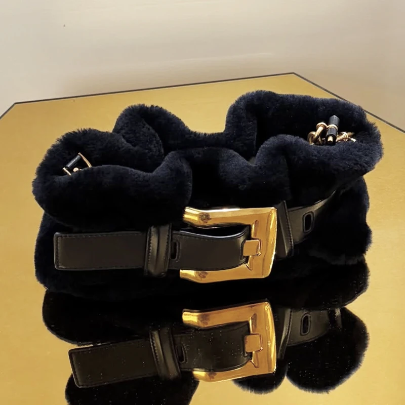 

Faux Fur Clutch Bags For Women Luxury Designer Handbag And Purses 2026 New In Imitation Rabbit Fur Belt Buckle Underarm Shoulder