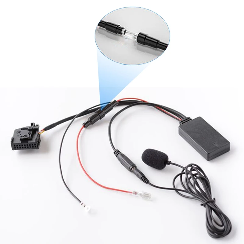 Carro sem fio bluetooth adaptador de áudio handsfree microfone aux cabo mfd2 rns2 para 18pin para touareg golf