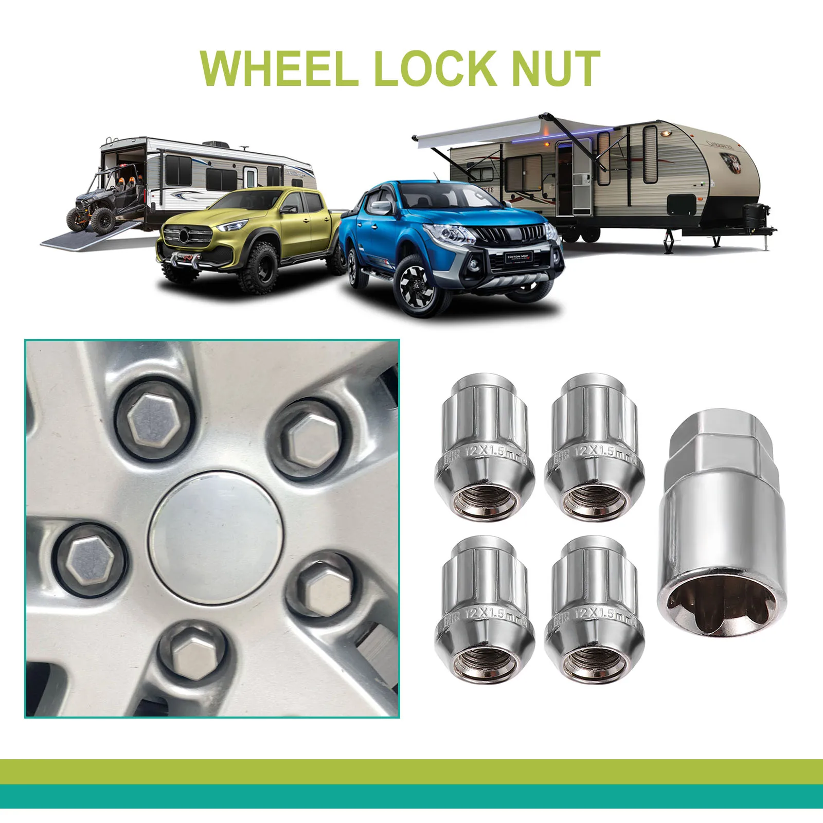 

4pcs Anti-Theft Lock Nut Locking Car Nut Corrosion Resistant Car Parts Easy Install For Steel Alloy Wheels Sleeve