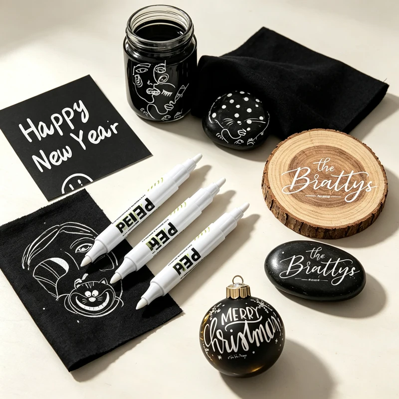 1-20Pcs 1.0mm Permanent White Marker Pens, Waterproof Oil Based Paint Markers  Fabric, Wood, Leather DIY Painting Crafts
