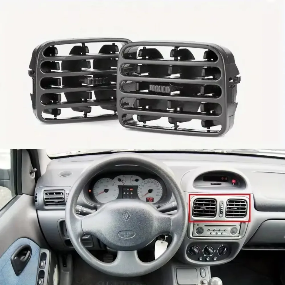 Glossy Black 2x Car Interior Air Intake Grille Replacement Air Condition Vent Frame Fit for RENAULT THALIA I/CLIO MK2 1998-2006