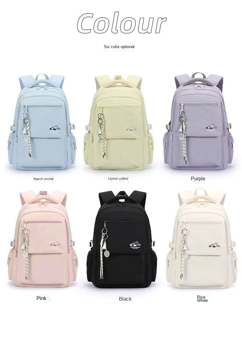 2026 Leisure Girl School Bag Grade 3-6 Primary Middle High Student Shoulder Backpack Large Capacity Light Water Proof Mochilas