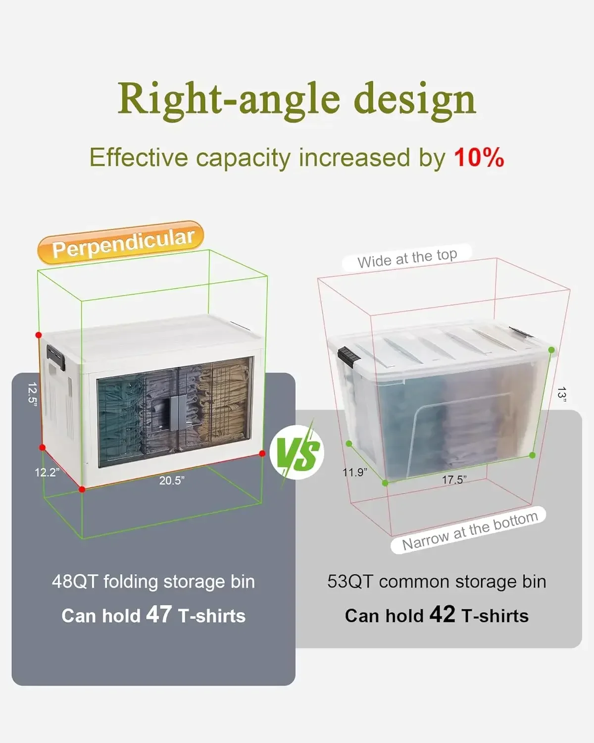 Storage Bins with Lids - Folding Storage box with Doors and Wheels, Collapsible Plastic Storage Bins for Closets,