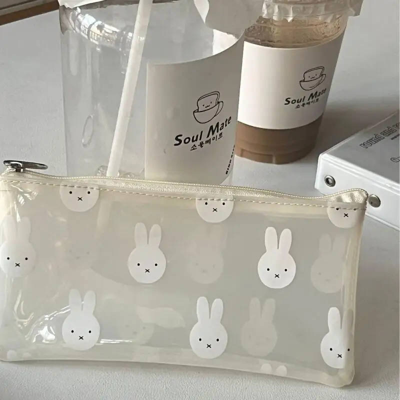 Cartoon Miffy Pvc Transparent Pencil Case Creative Peripheral Student Stationery Bag Makeup Drawer Bag Friends Birthday Gift