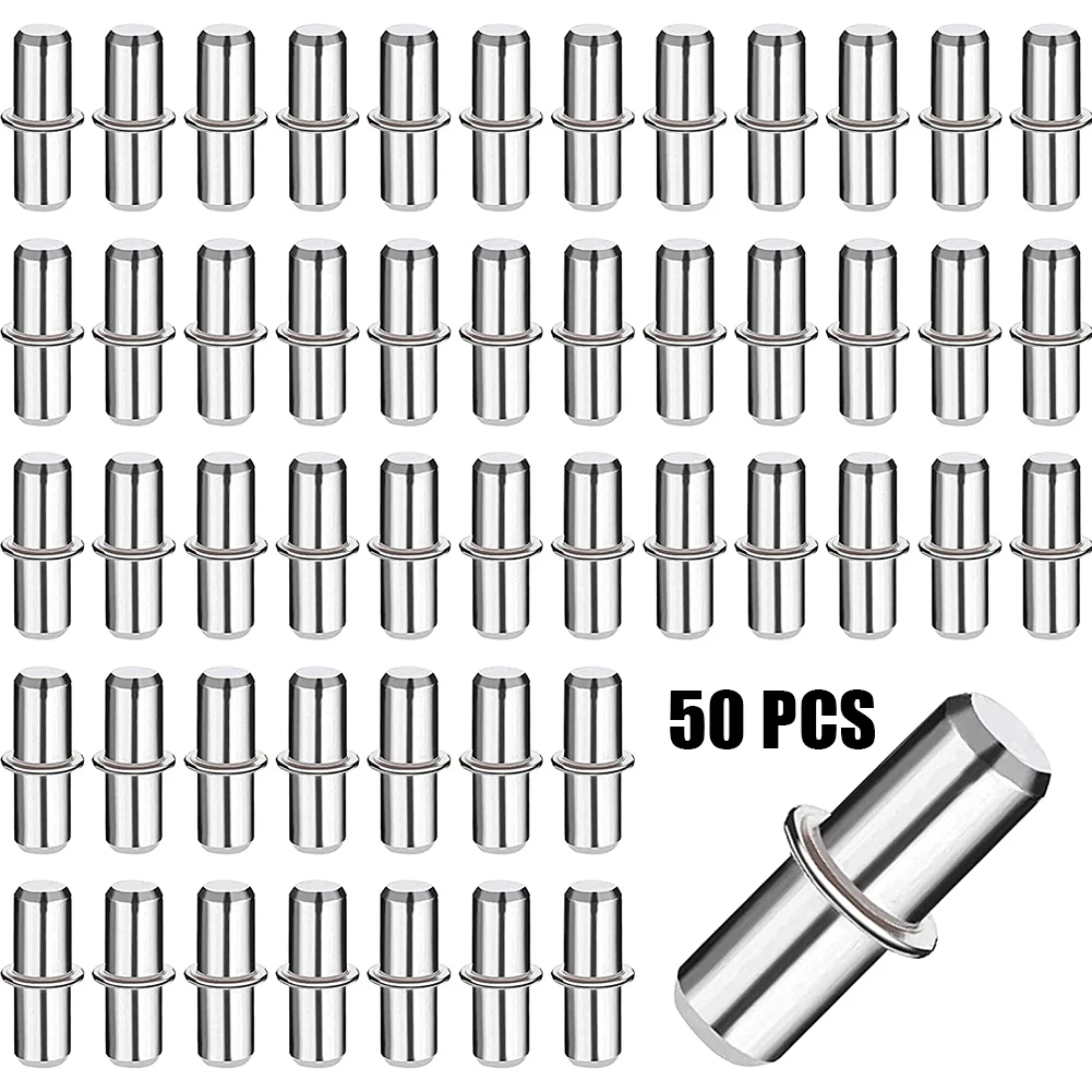 Bracket Shelf Support Pegs Sturdy 50pcs Plated Pins 5x16mm Easy Installion For Cabinet Furniture Closet Iron Nickel