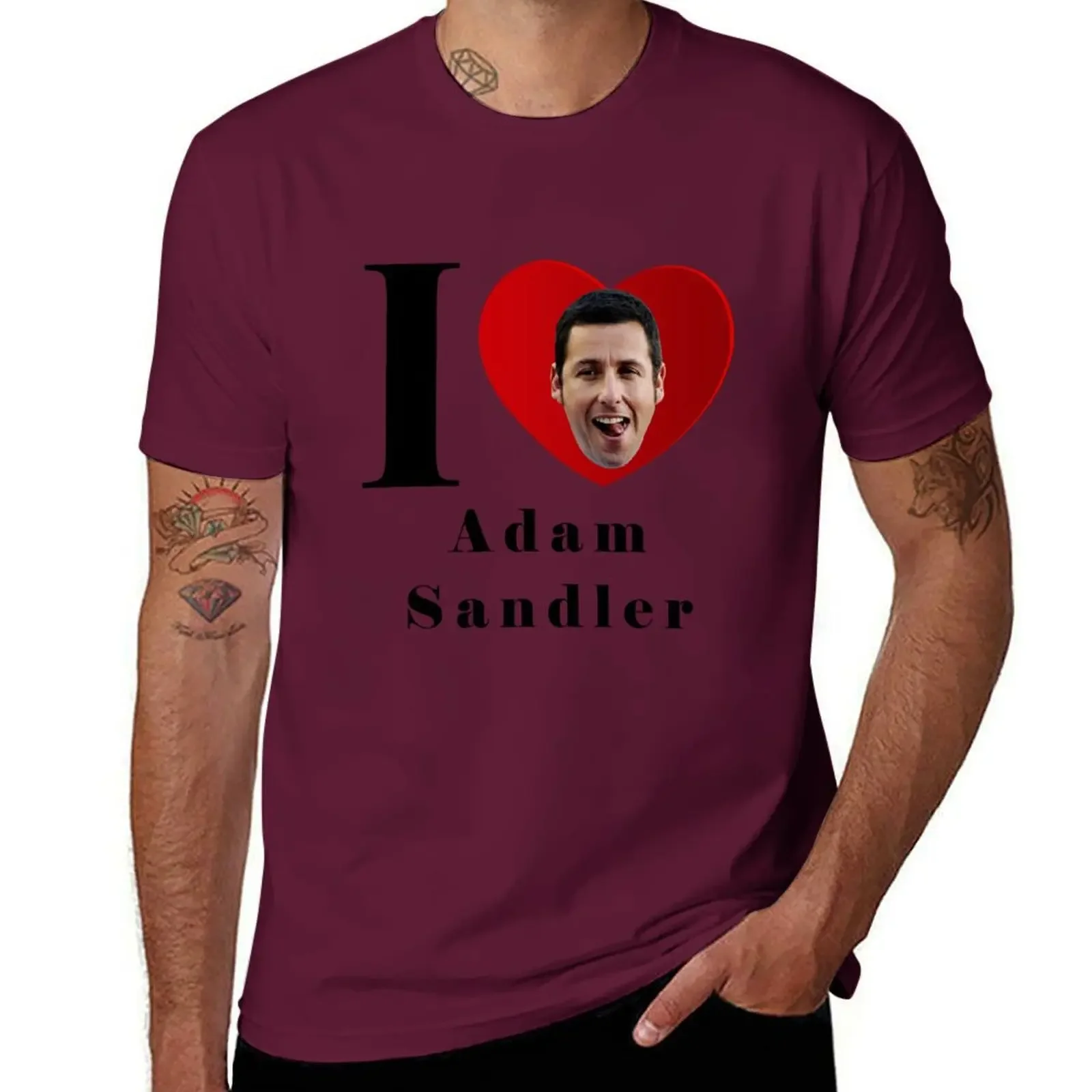 Korean Fashion Oversized Fitted T Shirts for Men I Heart Adam Sandler T-Shirt Clothing Graphic Oversized Harajuku Summer Funny