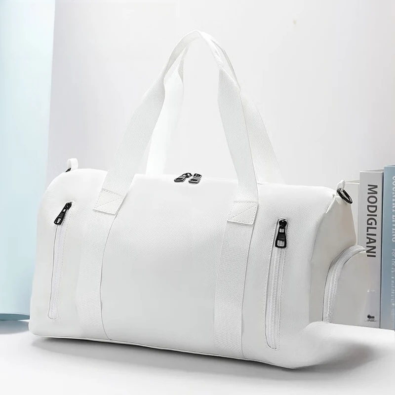 

Independent shoe compartment can be set with trolley case, multi-functional men's fitness sports bag, white 27 * 22 * 45.