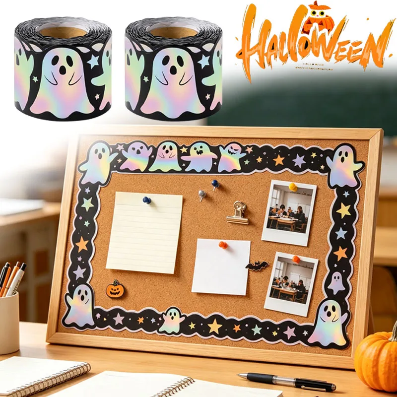 1-20Rolls Halloween Laser Cut Ghost Decals Self Adhesive Waterproof Vinyl Haunting Decor for Windows Doors Walls Garage Party