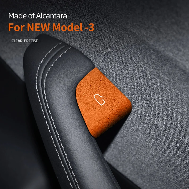 

Door Button Decoration Sticker for Tesla New Model 3+ Highland 2024 Alcantara Suede Door Switch Patch Stickers Car Accessories
