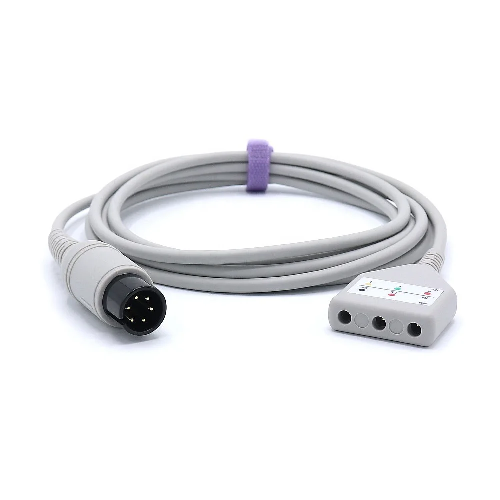 AAMI 6PIN Compatible ECG Trunk Cable 3 Leads AHA
