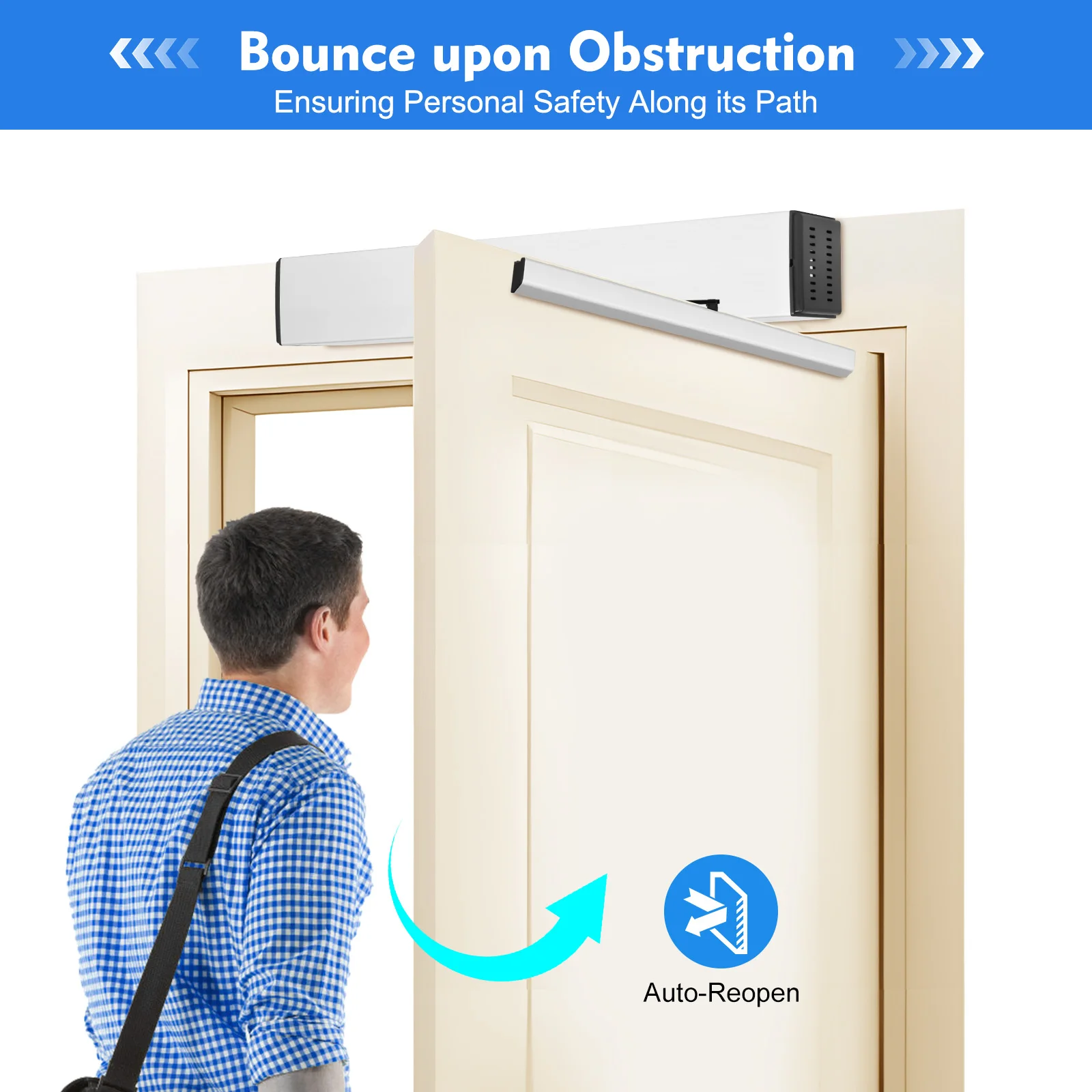 3~7s/90° Automatic Swing Door Opener 220 lbs Load-bearing with Manual/Automatic Mode Bounce upon Obstruction Door Opener