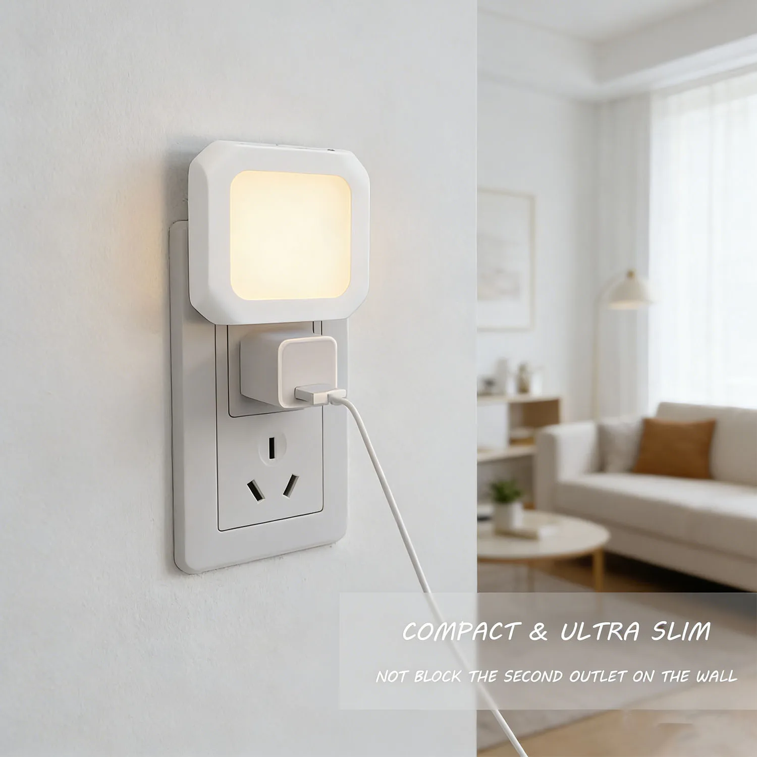 

1pc Night Light, With Light Sensor,Adjustable Brightness for Bedroom, Bathroom, Hallway, Staircase, Living Room