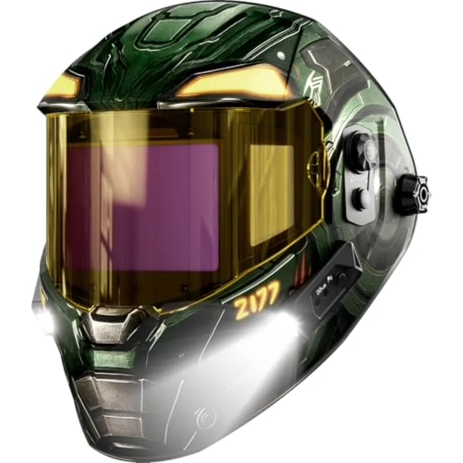 

Welding Helmet with Light PRO Digital Filter with Internal Display, 7.2"x3.2" Auto Darkening Panoramic View Type-C Fast Chargin