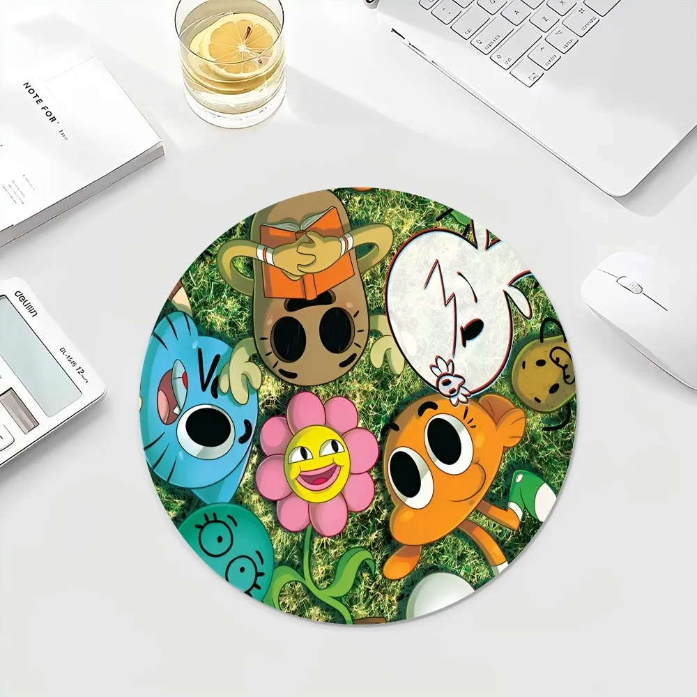 Amazing W-world Of Gumball Floor Mat INS Tide Round Keyboard Mat Table Mat Students Cabinet Gamer Desktop Mousepad Cup Mats