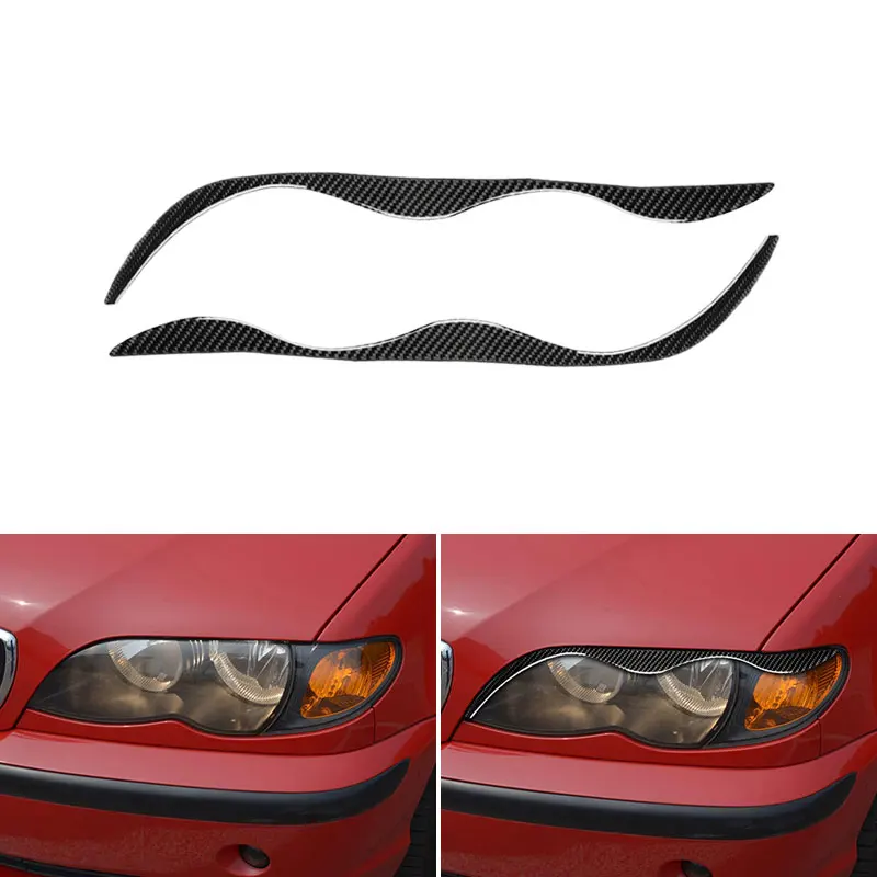 

For BMW 3 series E46 1998 1999 2000 2001 2002 2003 2004 2005 Car Carbon Fiber Front Headlight Eyebrow Eye Lid Eyelids Cover Trim