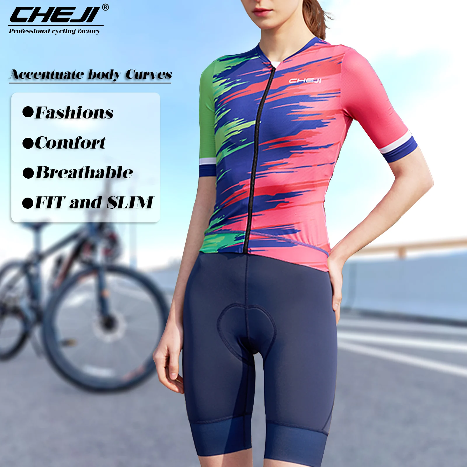 CHEJI New Women\'s Summer Short Sleeve Top Quick Drying High Quality Jersey Ciclismo Cycling Clothing Men 2022 Sports Equipment