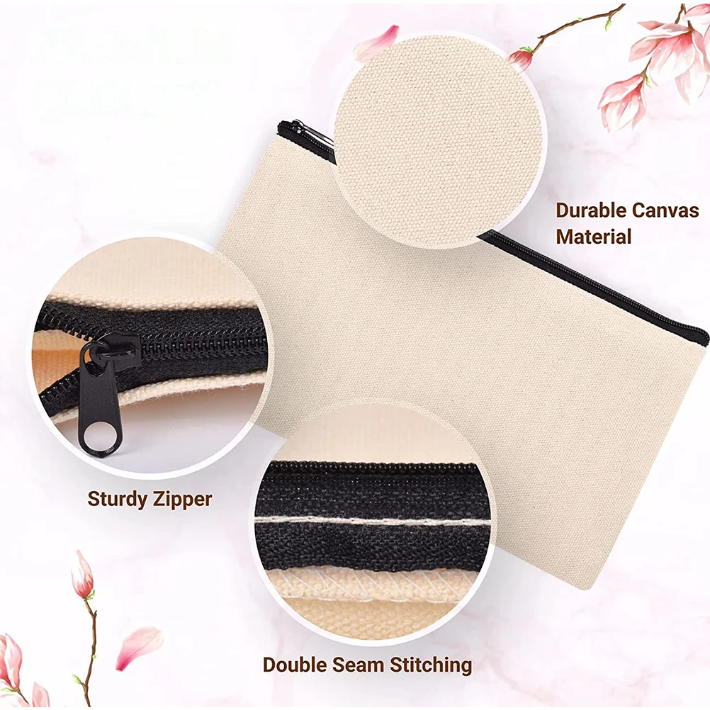 Sublimation Pencil Case DIY Crafts Zipper Bag Canvas Pouches Heat Transfer Makeup Blanks Bags Small Tote