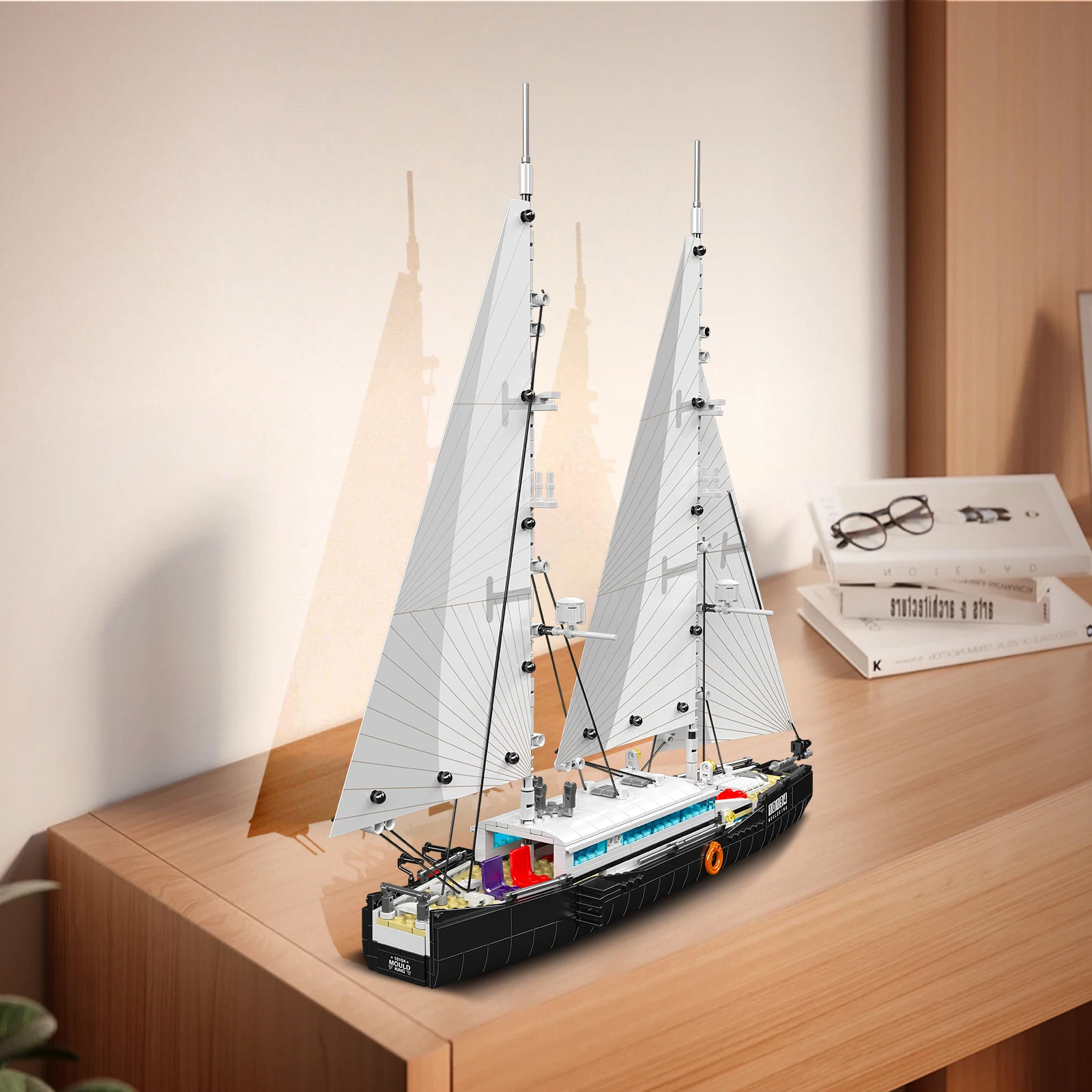 Kit de blocs de construction de modèle de bateau à voile à deux matures, 893 pièces, ornements éducatifs, assemblage de voilier, briques MOC, jouets DIY, cadeaux, 10194 pièces