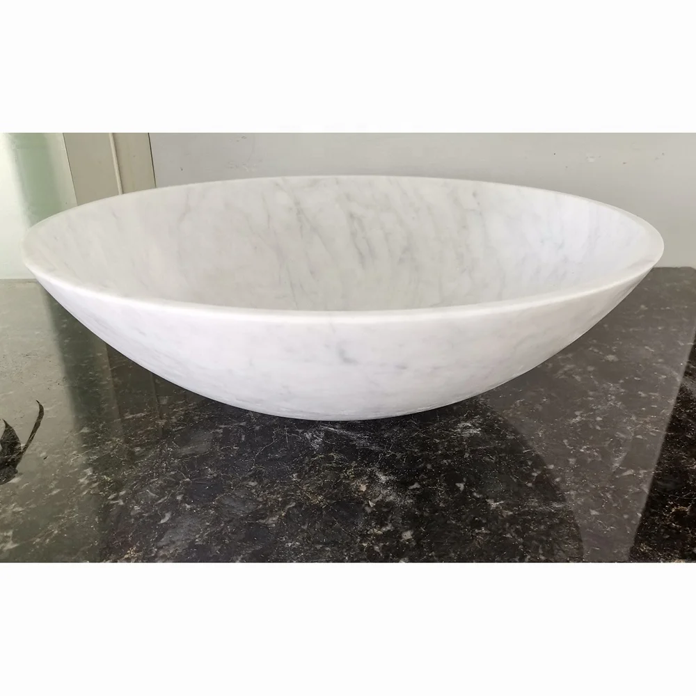 

Stone Bathroom Sink Bianco Carrara Marble Standard Round Diameter 430mm