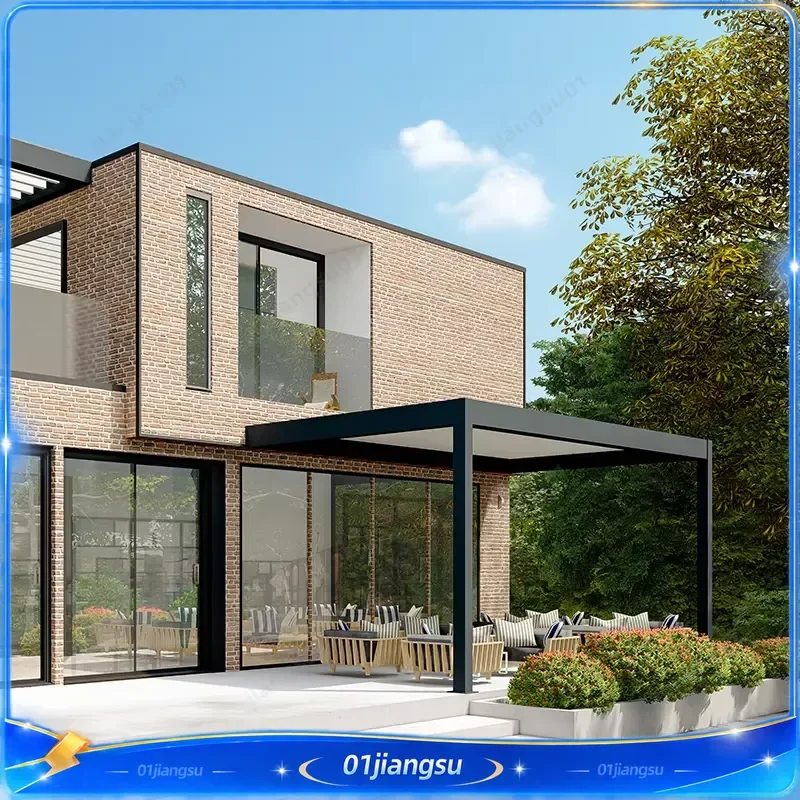 CE Certified Modern Free Standing Aluminum Arch Pergola with Powder Coated PVC Components Remote Control Outdoor Garden Patio