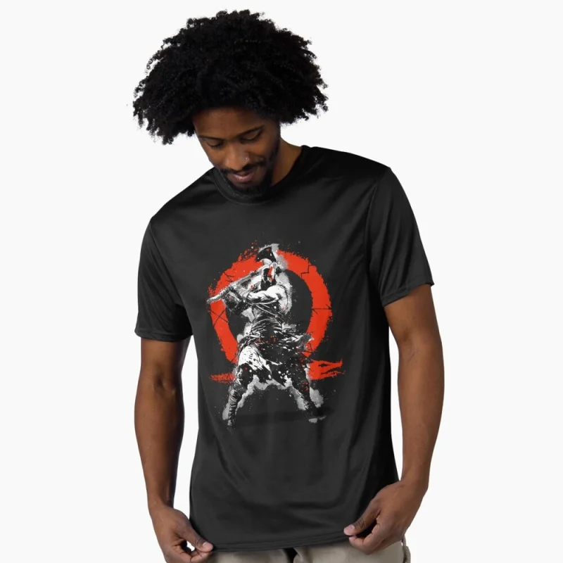 Retro Kratos God of War Videogame Gift T-Shirt Vintage Spartan warrior Graphic Clothes 0401 100% cotton printed Large size Tops
