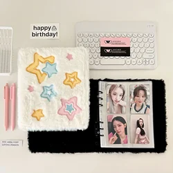 Y2K Style Star Embroidery Binder Album With 10pcs Sleeves Soft Plush Postcards Collect Book Kpop Album