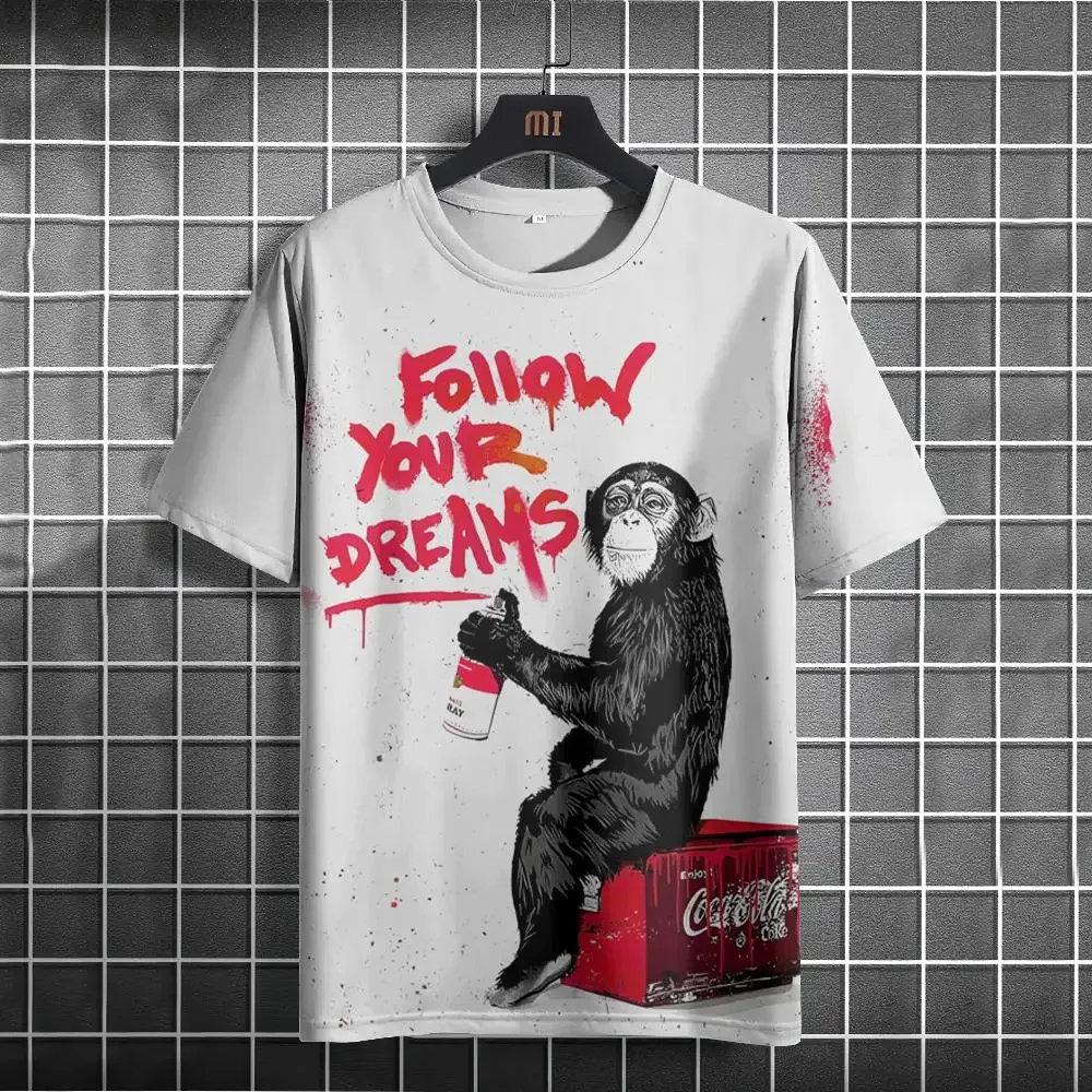 Loose Funny Animal Men's T-shirt 3D Printe T-Shirt Casual Short Sleeved T-Shirts Oversized Men Clothing Tops Outdoor Oversized