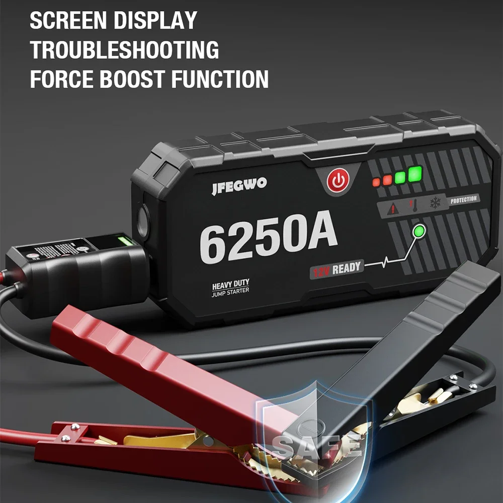 JFEGWO Customizable High Capacity Emergency Lithium 28000mAh 12V 6000AMP Jump Starter For Car