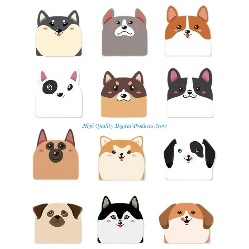 u2je 12x كرتون كلاب الكلاب لزجة الملاحظة Anamal memos اللذيذ اللذيذ اللذيذ المدرسي للفتاة