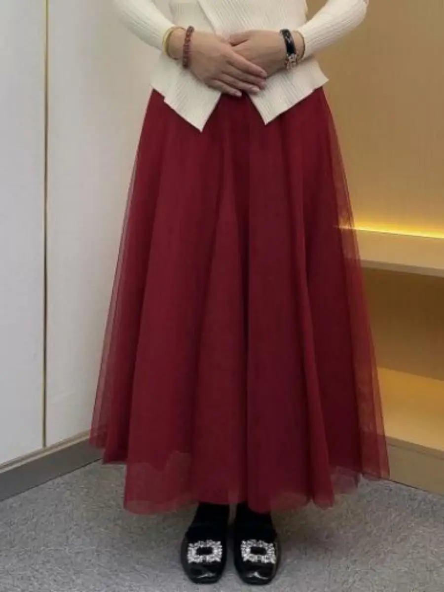 

Футболка-трапеция, юбка-миди, юбка для танцевальных выступлений, юбка для кадриль, юбка-сетка, длинная юбка с высокой талией, цветная юбка