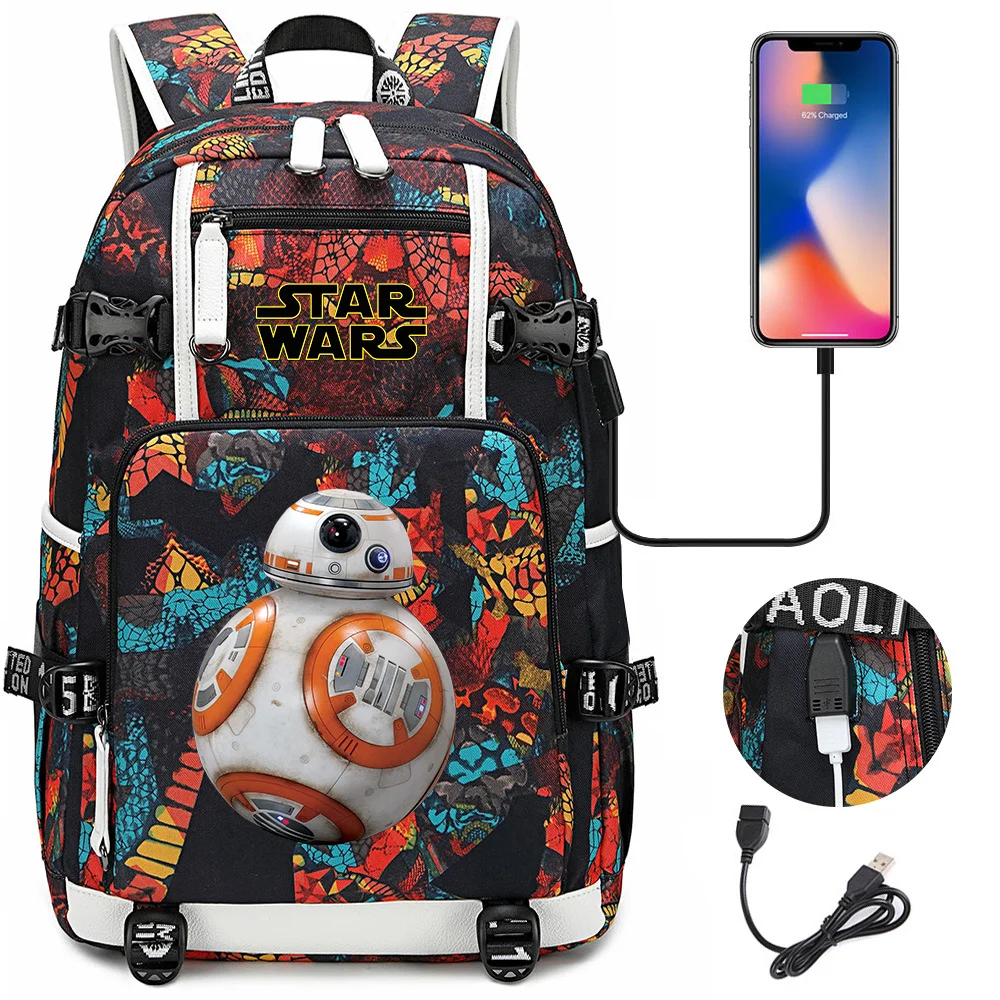 

Star Wars Backpack Fashion Teenager Large Capacity Laptop Bag Waterproof Multifunction USB Charging Backpacks