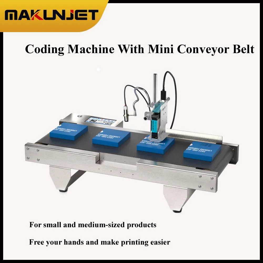 

Coding Machine With Conveyor Belt Automatic Inkjet Printer With Mini Conveyor 12.7 Or 25.4mm Available For Small Products