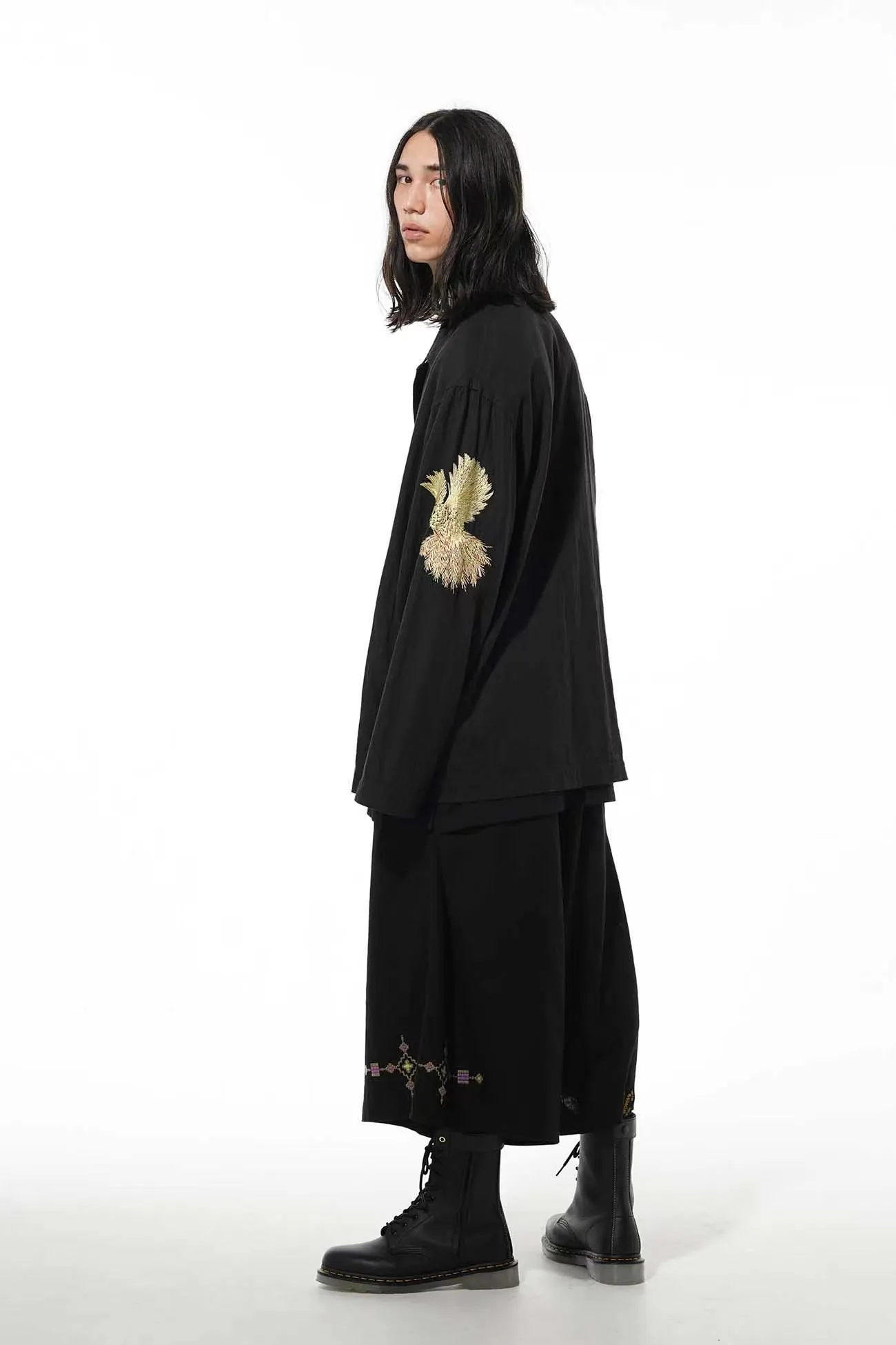 High Quality Coat Hummingbird Embroidery Silk Linen Coat Long Sleeve Luxury Design Coat Men Women of the same,YAMAMOTO-Style