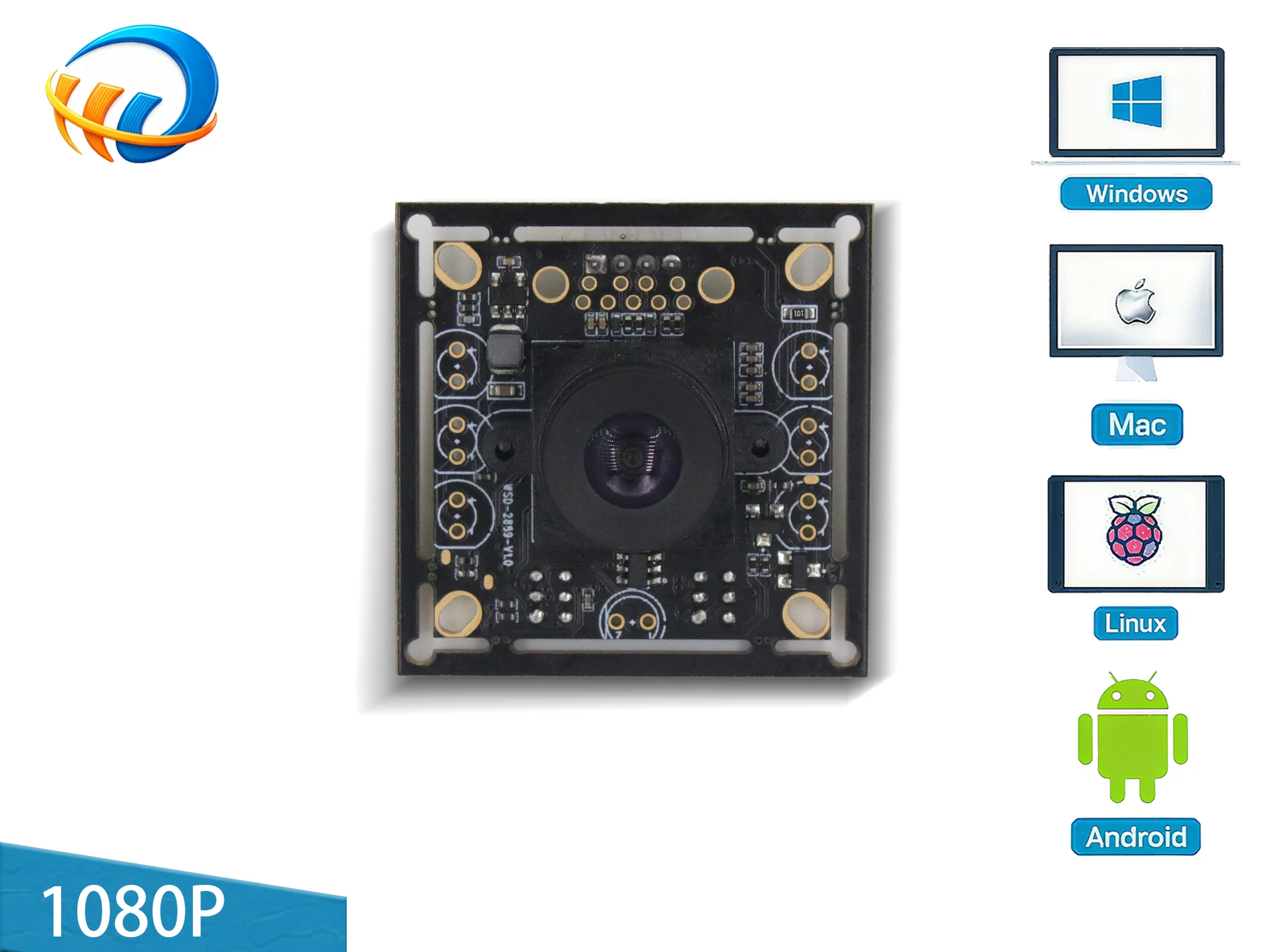 โมดูลกล้อง USB อุตสาหกรรม AR0234 ความละเอียด 2MP สี 1080P 60fps ความเร็วสูง ปรับแสงได้ทั่วโลก 90 °   โฟกัสคงที่สำหรับวัตถุที่เคลื่อนไหว