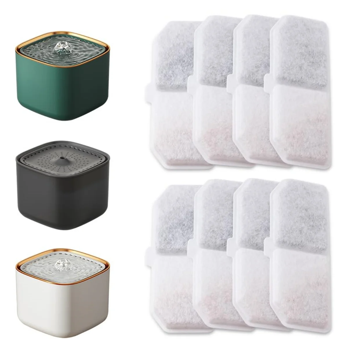 Pet Water Fountain Activated Carbon Filters 10+10PCS Set 105x45mm Resin Core Compatible with Cat Dog Smart Water Dispensers