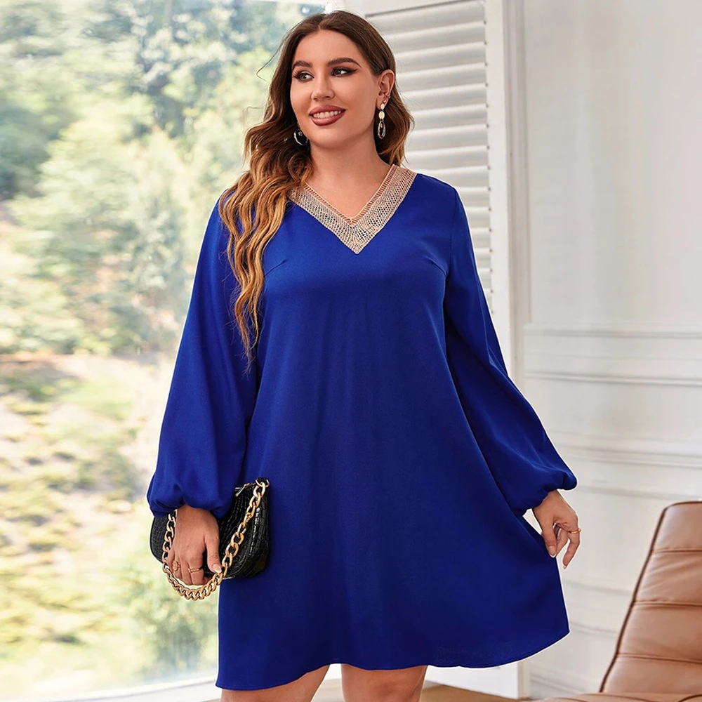 Blue Basic Shirts Woman On Sale Loose Elegant Blouse For Women Short Dress Long Sleeve Tops Spring Clothing Female Large Size