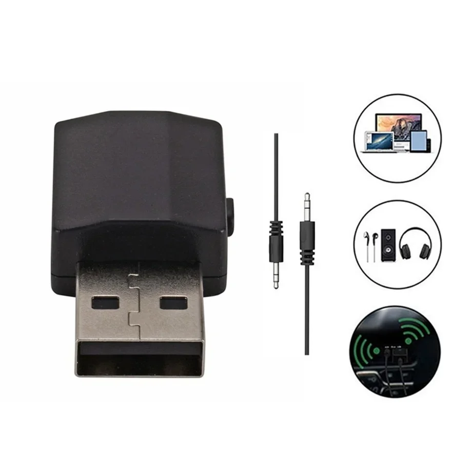 Grwibeou USB Bluetooth 5,0 transmisor receptor Mini 3,5mm AUX estéreo adaptador de música inalámbrico para auriculares Bluetooth Radio de coche TV