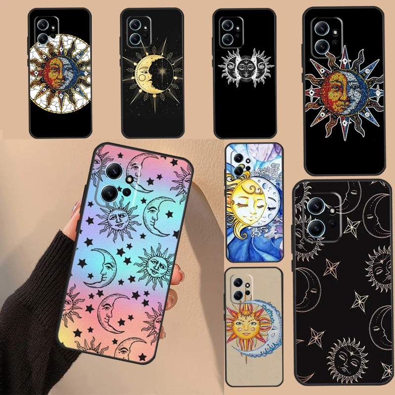 Celestial Mosaic Sun Moon Case For Xiaomi Redmi 12 9A 9C 10A 10C 12C Redmi Note 11 10 8 9 12 Pro 9S 10S 11S 12S Cover