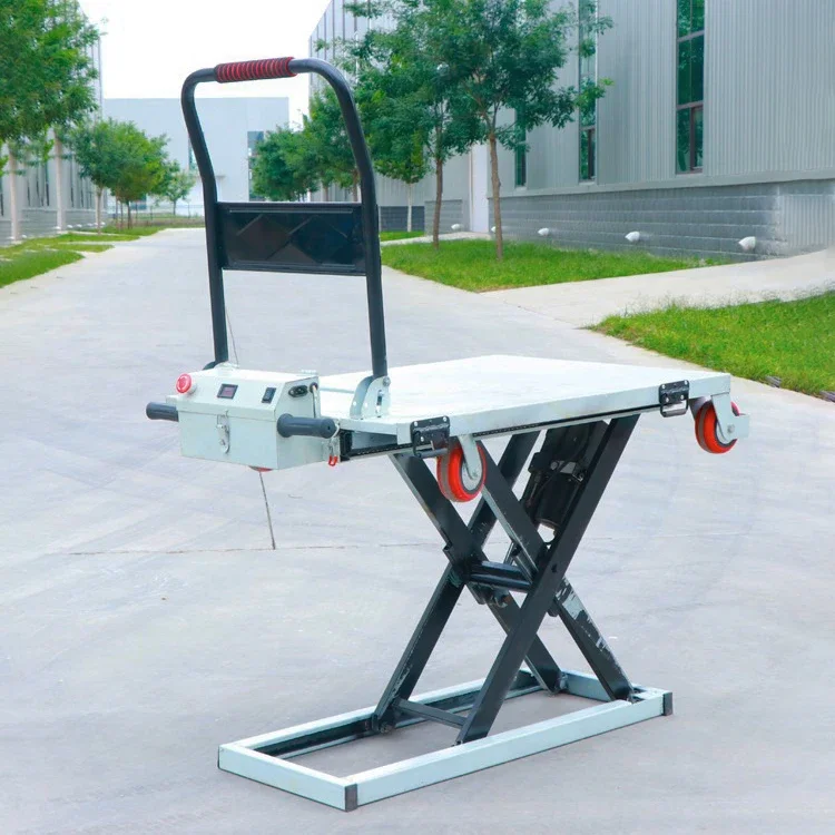 JIN YANG HU Portable Electric Powered Self Loading  Carts Scissor Lift Portable Lifting Platform Truck