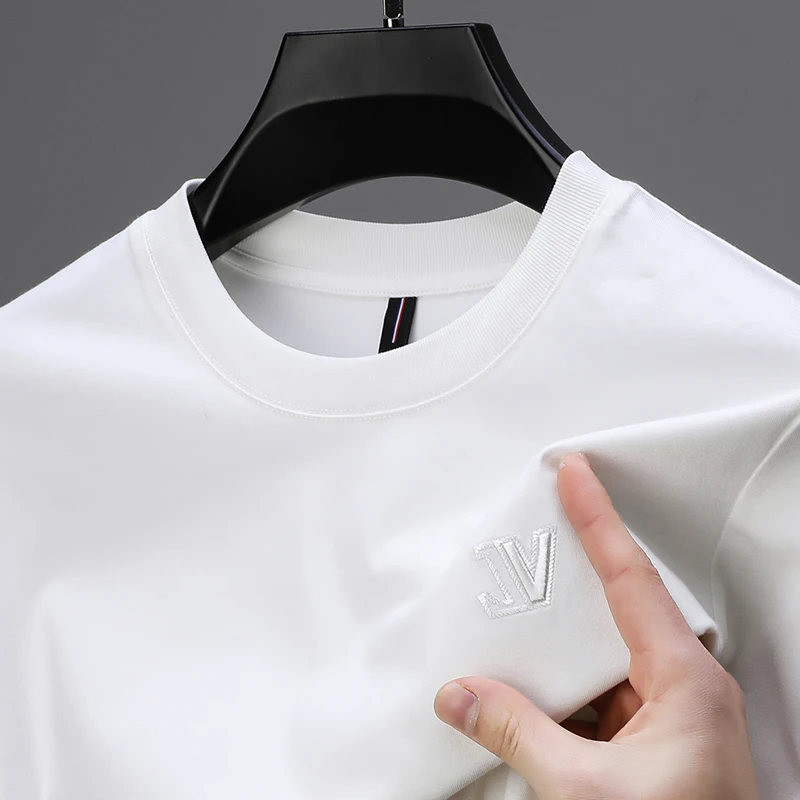 

High-quality luxurious original long-sleeved 100% cotton polo shirt turned collar embroidery English style autumn business wear