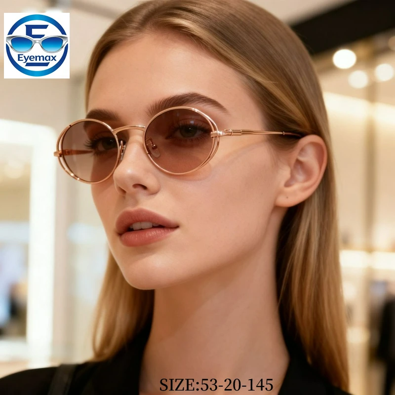 

2026 Vintage Round Sunglasses For Women Luxury Metal Frame UV400 Protection Gradient Lens Fashion Eyewear For Driving Travel